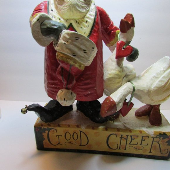 vtg House of Hatten 1998 Good Cheer Santa with 2 geese large Christmas figure - Picture 3 of 12